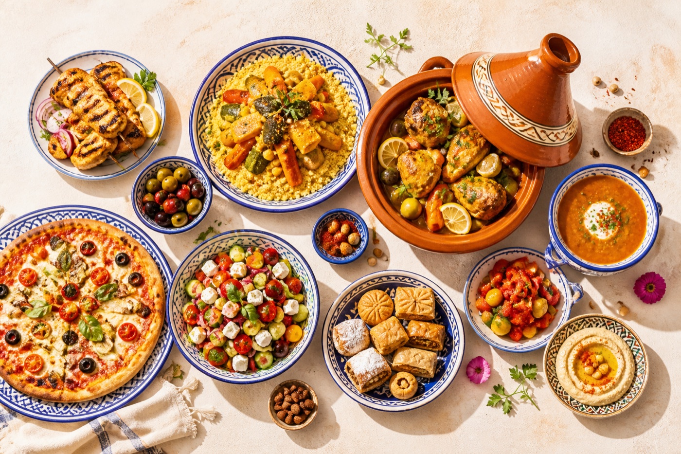 أطباق مغربية ملونة